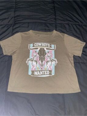 Kids Brown 'Cowboys Wanted' Graphic Short Sleeve Tee